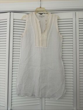 Gerard Darel White Sleeveless Pintuck Tunic